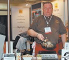 Chef Bruno Elsier used cocoa butter to saute mushrooms from Ponderosa Mushrooms of Port Coquitlam, B.C., at the SIAL food show in Toronto. | Karen Morrison photo