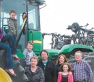 The Logan family operates Wheatcrest Farms near Lomond, Alta. The family includes Hannah, left, Jaxon, Sam, Marie, Doug, Heather, Hailey and Glenn Logan. Missing from the photo are Marie and Glenn’s daughter, Tamara Okubo, son-in-law Shin, and their children Eva, Max and Kale. | Barb Glen photo