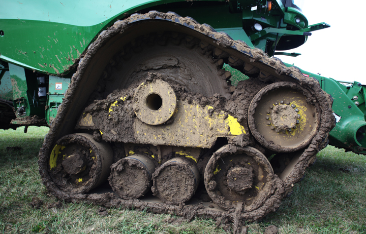 The forward idler gives the tracks an agressive approach to uneven ground, while the 36 inch width gives good floatation compared to tires or narrower tracks of a similar length. | Michael Raine photo