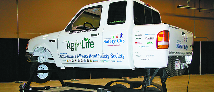 The rollover simulator shows people how passengers are thrown from a vehicle or crushed if they are not wearing seatbelts when the vehicle flips after hitting gravel, potholes or wildlife. | Barb Glen photo