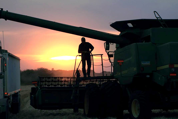 Keith Braun After a long day in the combine it time to get out of the cab for a bit for Ken Braun combining near Govan, SK.