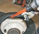 The Pneu-Tek Impact Bead Breaker uses air, corded or cordless impact guns to bust the tire bead. | Ron Lyseng photo