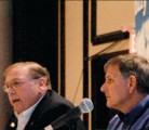 Iowa hog producer Bill Tentinger, centre, detailed what biosecurity steps he has taken to keep his farm free of PED. | Ed White photo