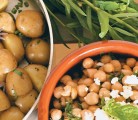 Chickpea, lemon and mint salad and new potatoes with tarragon and chives. | Sarah Galvin photo