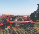 The new Joker PT is designed to be a serious mud cultivator. The leaf spring rollflex packer wheels have been replaced by baskets, and large diameter flotation tires have been located within the frame. | Horsch photo