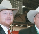Travis Rogers, left, is the 2014 Calgary Stampede champion livestock auctioneer. He competed against 25 other auctioneers including his father, Garth Rogers. | Barbara Duckworth photo